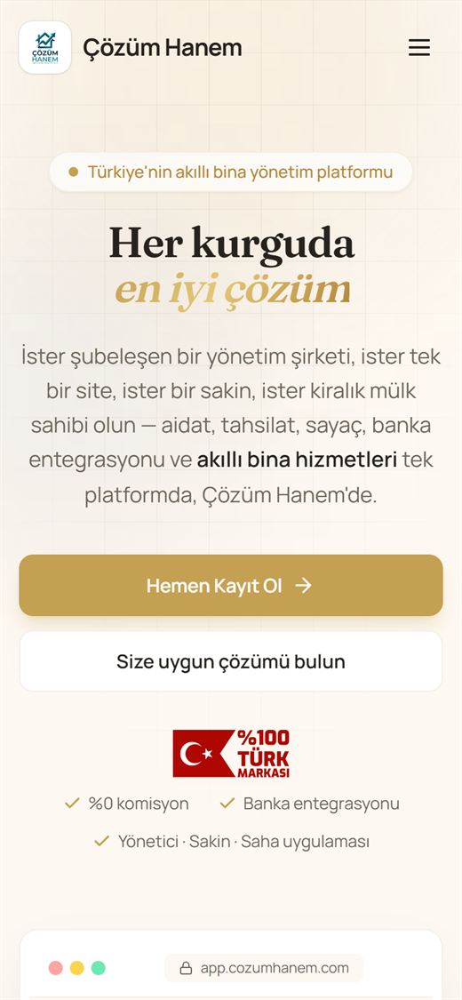 ÇÖZÜMHANEM web sitesi mobil görünümü