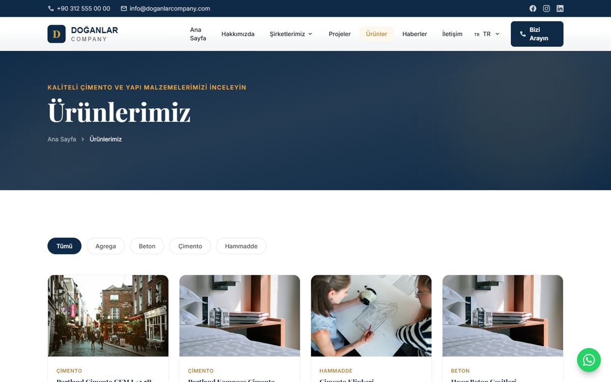 Doğanlar Company çimento ve beton ürün kataloğu