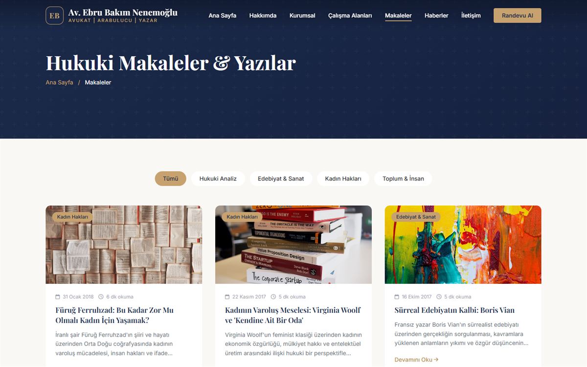 Av. Ebru Bakım Nenemoğlu kategorili makaleler sayfası