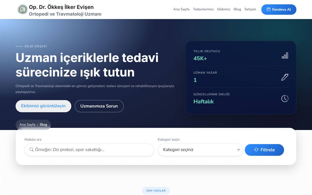 Op. Dr. İlker Evişen uzman blogu ve filtreli arama